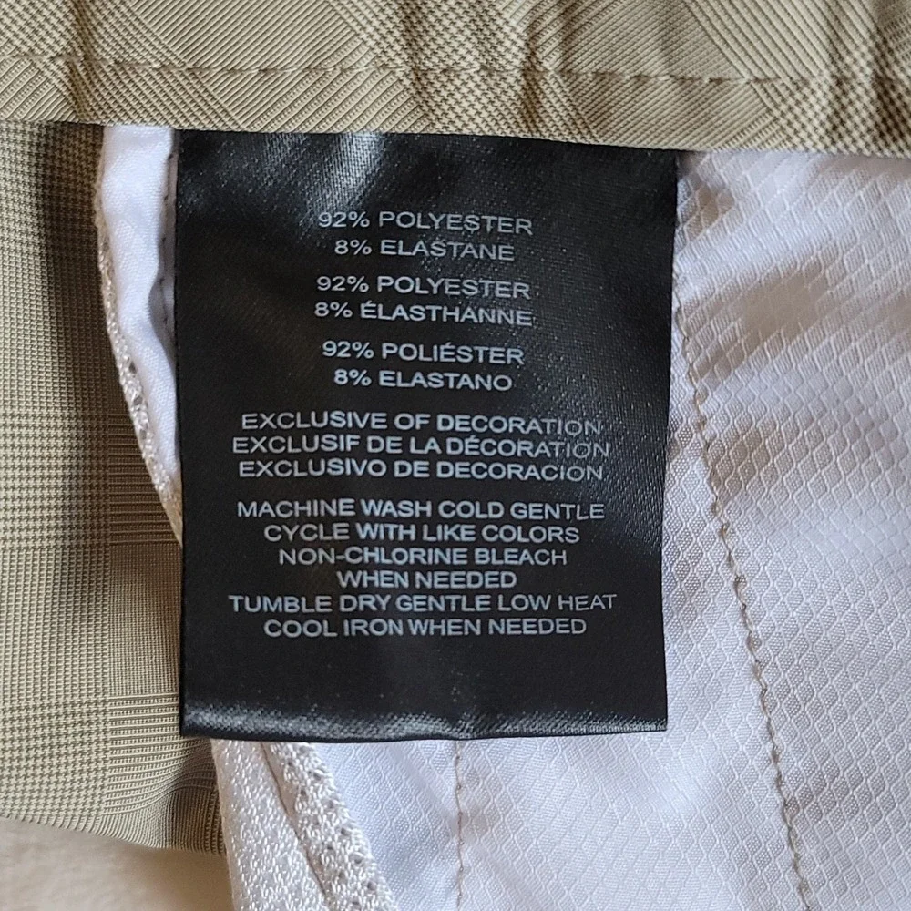 Hang Ten Hybrid Shorts Mens 32 Khaki‎ Tan Glen Plaid Stretch Quick Dry Casual